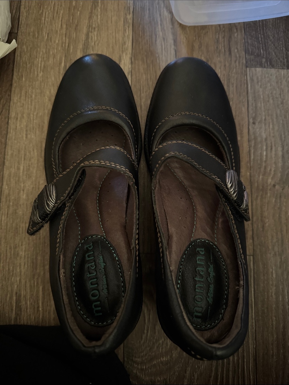 Montana West Black Leather Mary Jane Platform Flats